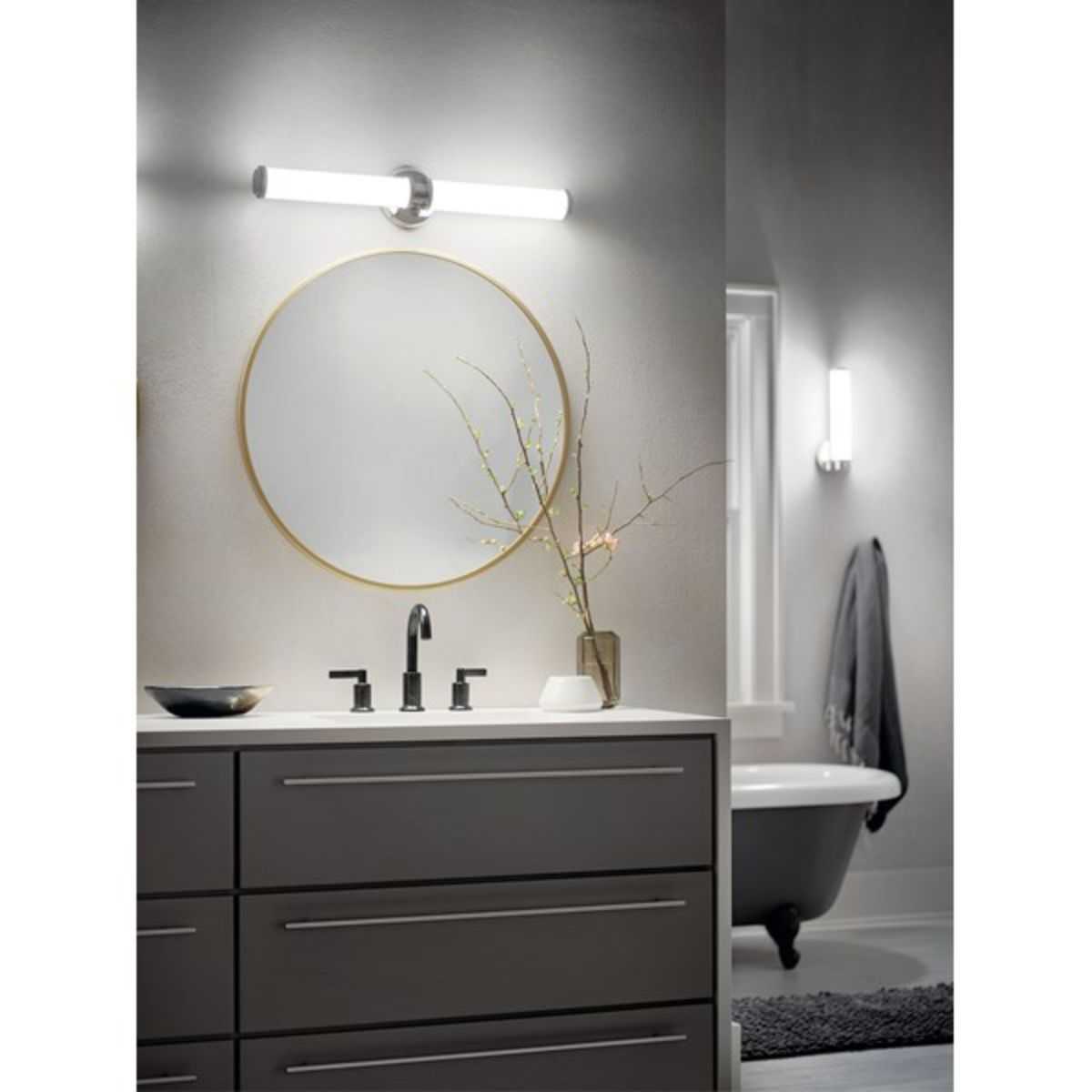 Indeco 27 in. 2 Lights LED Vanity Light Nickel Finish - Bees Lighting