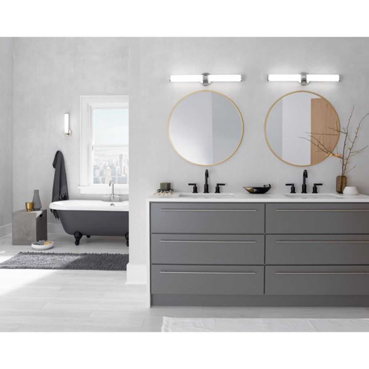 Indeco 27 in. 2 Lights LED Vanity Light Nickel Finish - Bees Lighting