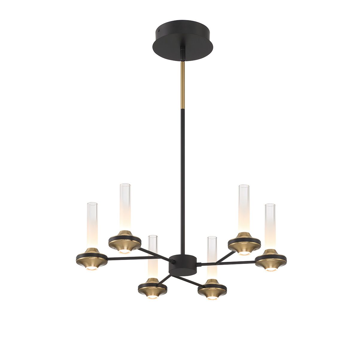 Torcia 12 Lights 24 in. LED Chandelier Black & Gold Finish - Bees Lighting