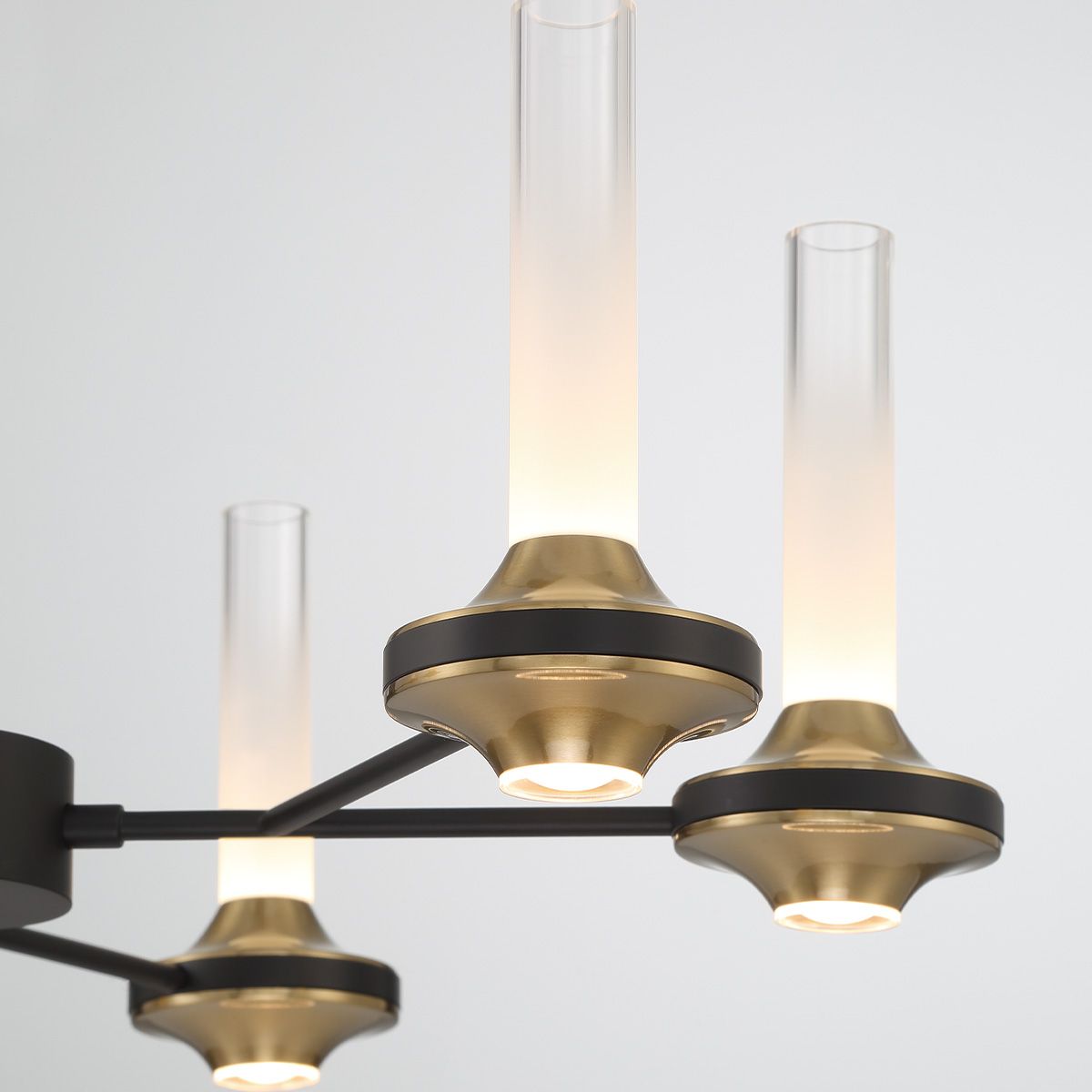 Torcia 12 Lights 24 in. LED Chandelier Black & Gold Finish - Bees Lighting