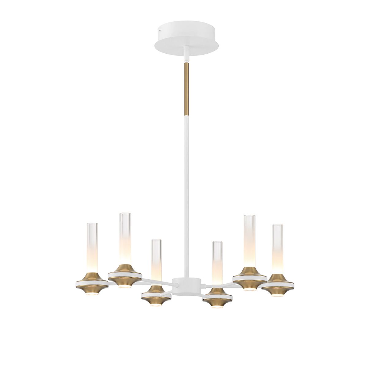 Torcia 12 Lights 24 in. LED Chandelier White & Gold Finish - Bees Lighting