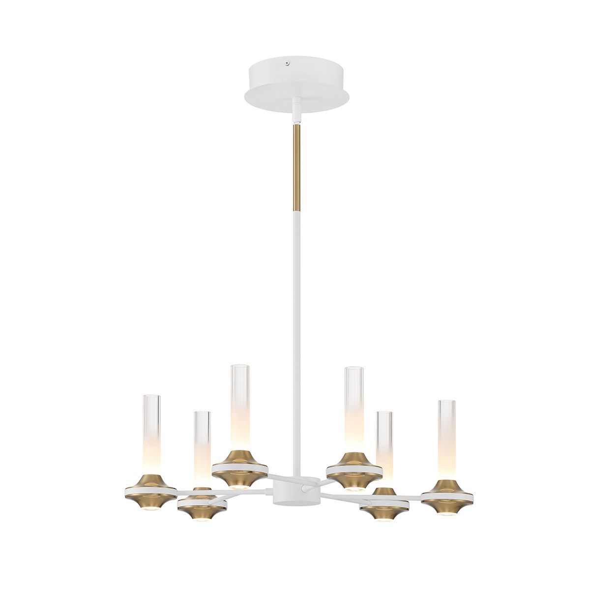 Torcia 12 Lights 24 in. LED Chandelier White & Gold Finish - Bees Lighting