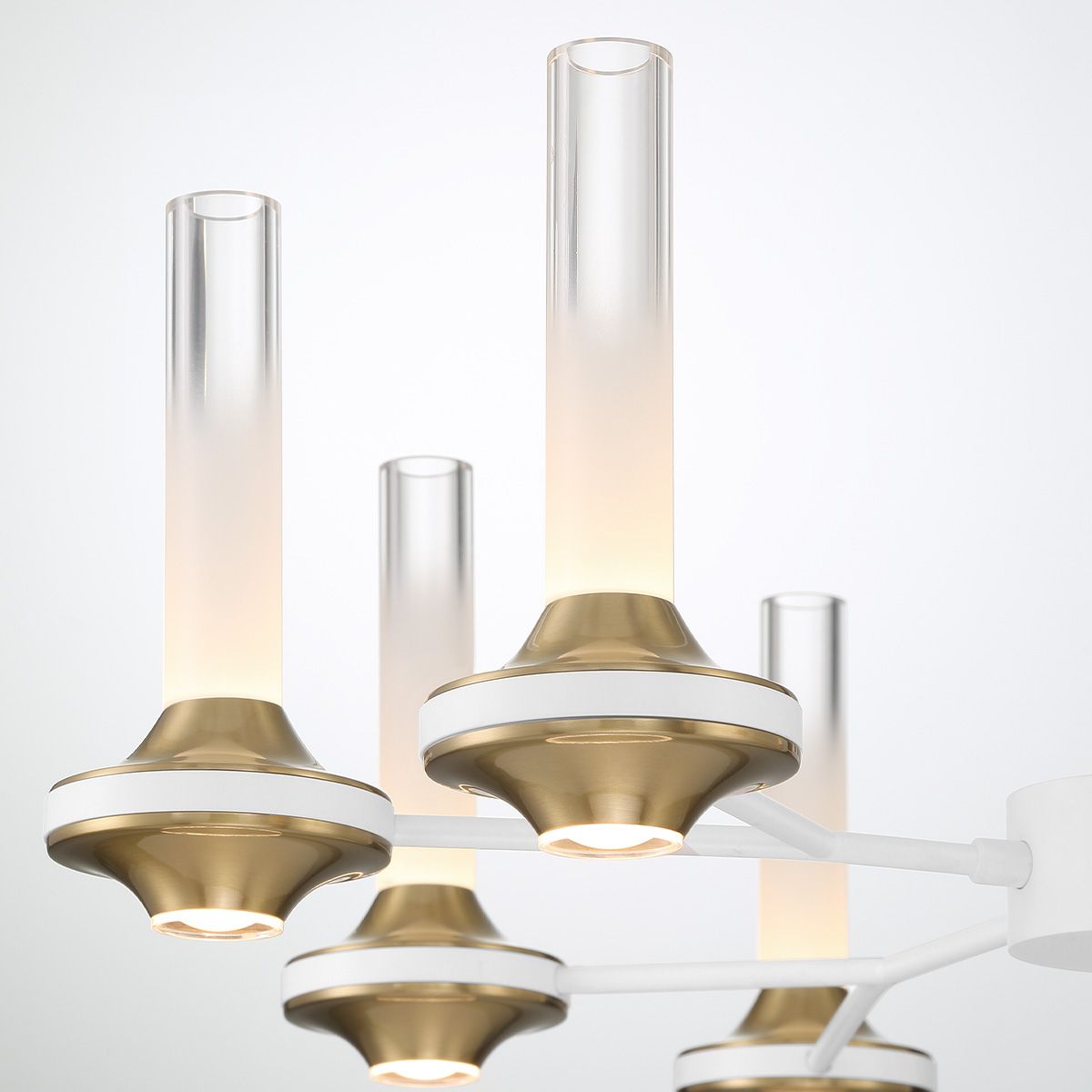 Torcia 12 Lights 24 in. LED Chandelier White & Gold Finish - Bees Lighting