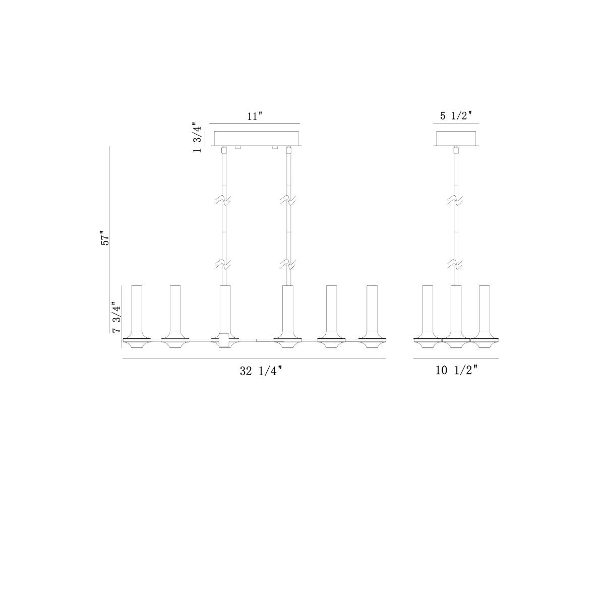 Torcia 12 Lights 32 in. LED Chandelier Black & Gold Finish - Bees Lighting