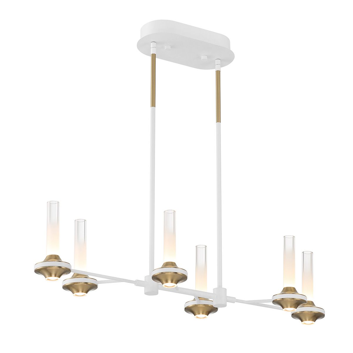 Torcia 12 Lights 32 in. LED Chandelier White & Gold Finish - Bees Lighting
