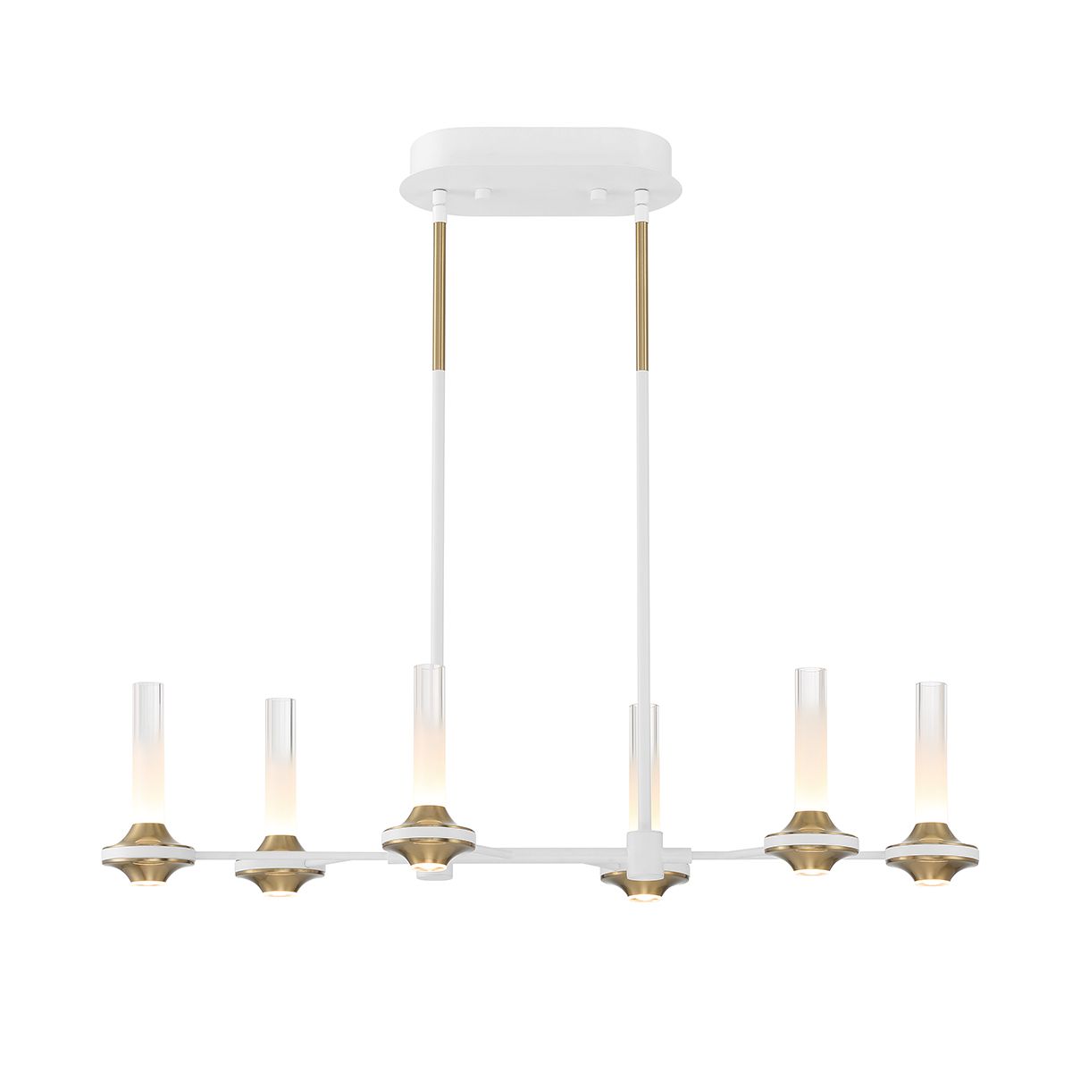 Torcia 12 Lights 32 in. LED Chandelier White & Gold Finish - Bees Lighting