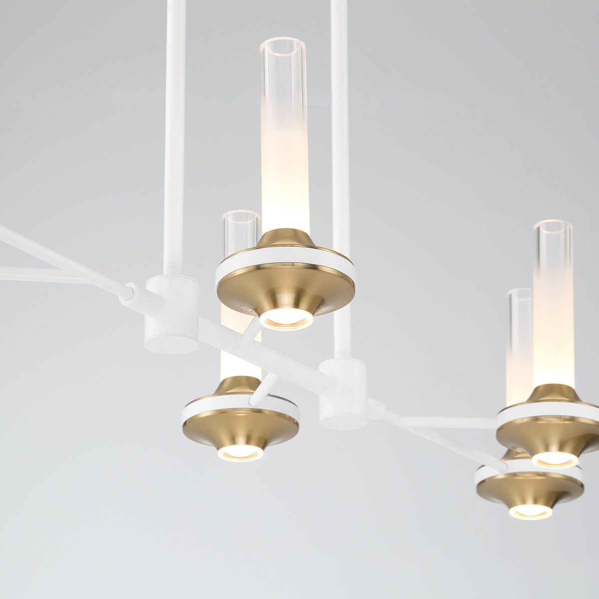 Torcia 12 Lights 32 in. LED Chandelier White & Gold Finish - Bees Lighting