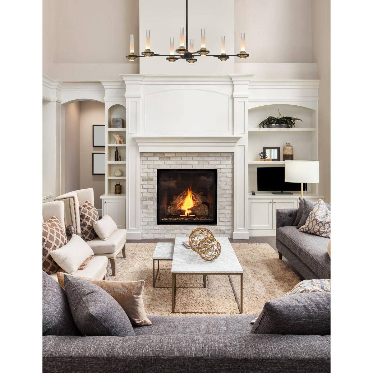 Torcia 16 Lights 36 in. LED Chandelier Black & Gold Finish - Bees Lighting
