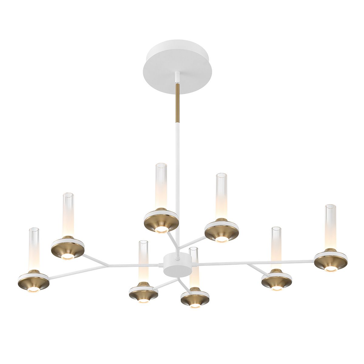 Torcia 16 Lights 36 in. LED Chandelier White & Gold Finish - Bees Lighting
