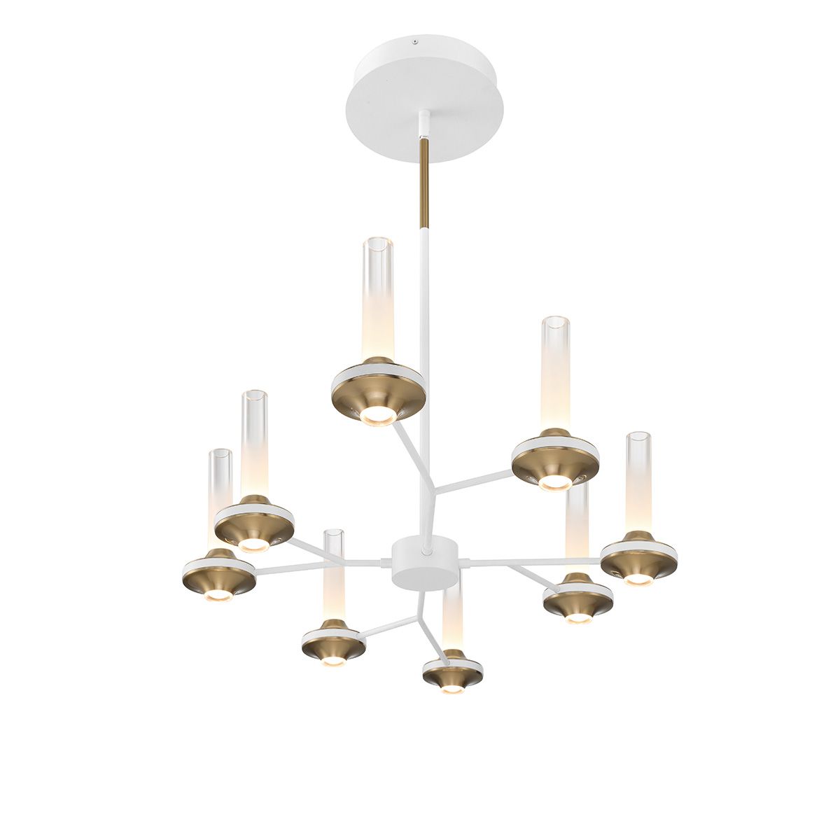 Torcia 16 Lights 36 in. LED Chandelier White & Gold Finish - Bees Lighting