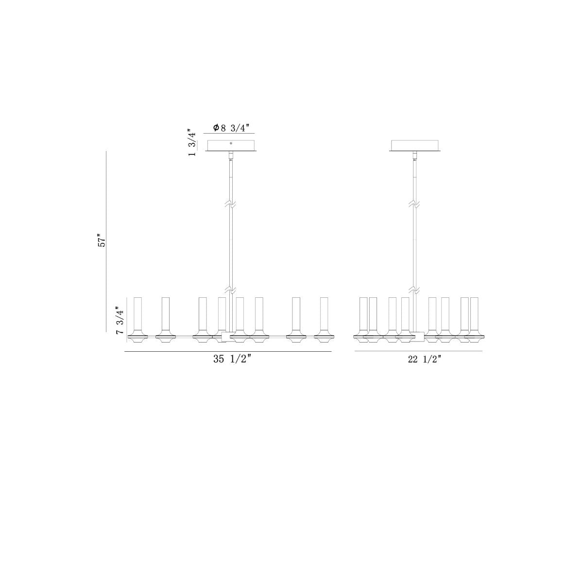 Torcia 16 Lights 36 in. LED Chandelier White & Gold Finish - Bees Lighting