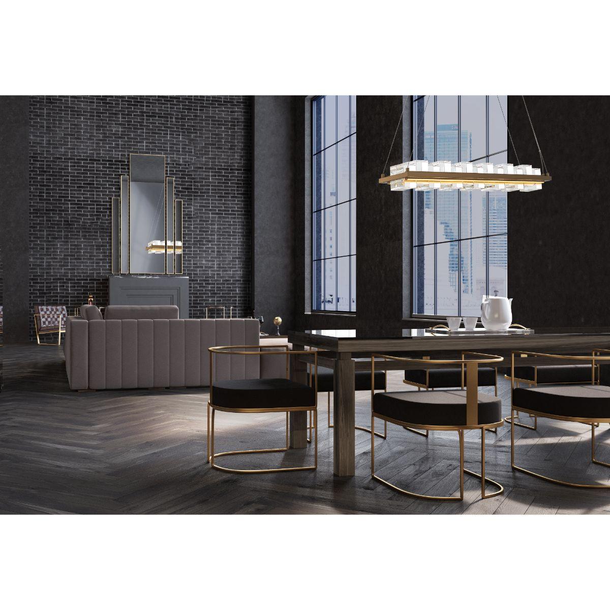 Bruco 2 Lights 35 in. LED Chandelier Gold Finish - Bees Lighting