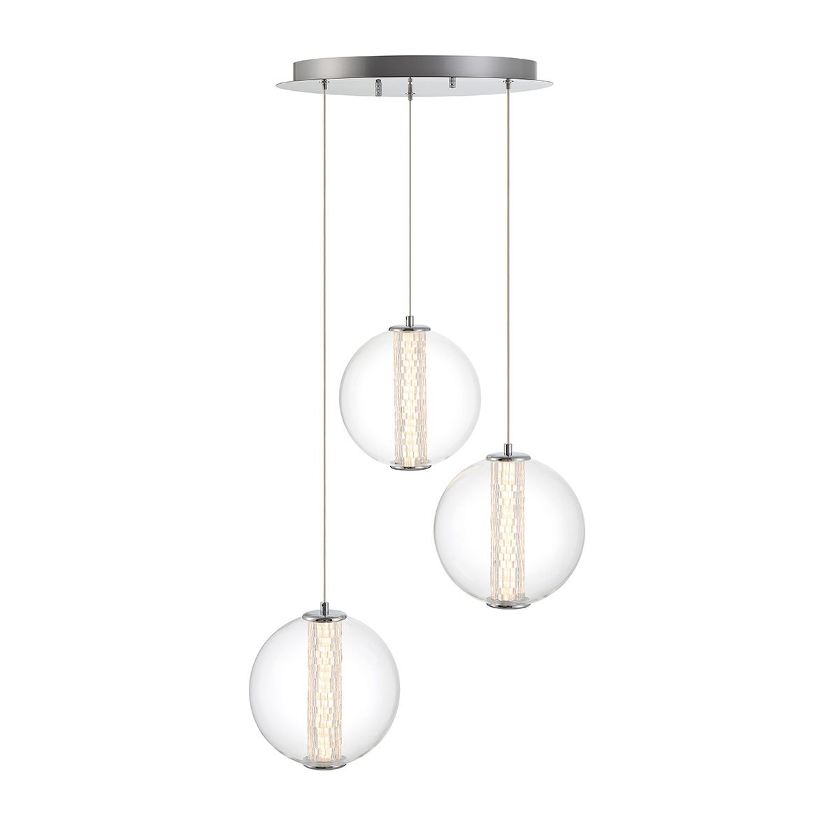 Atomo 3 Lights 21 in. LED Pendant Light Chrome Finish - Bees Lighting