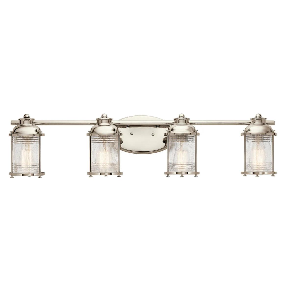Ashland Bay 34 In 4-Lights Bathroom Vanity Light With Clear Seeded Glass, Silver Finish - Bees Lighting