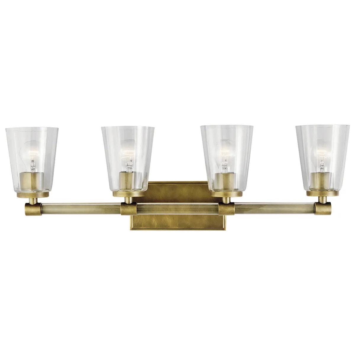 Audrea 30 In 4-Lights Bathroom Vanity Light With Clear Fluted Glass, Gold Finish - Bees Lighting