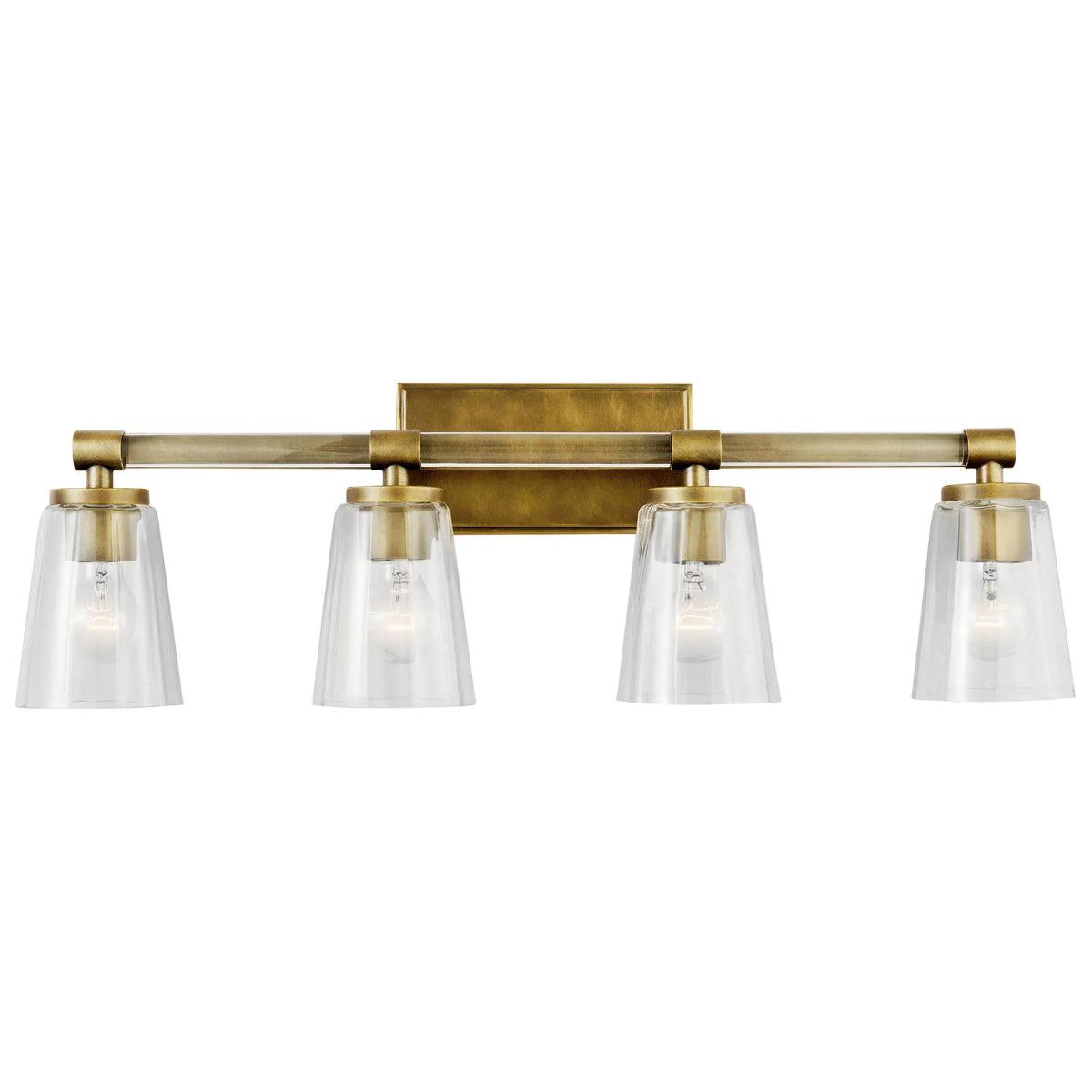 Audrea 30 In 4-Lights Bathroom Vanity Light With Clear Fluted Glass, Gold Finish - Bees Lighting
