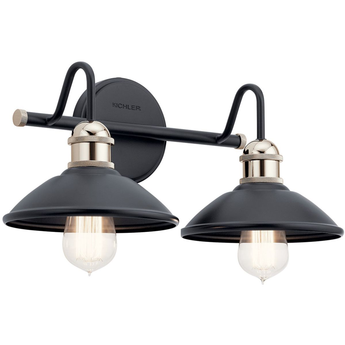 Clyde 17 in 2 Lights Vanity Light Black finish - Bees Lighting