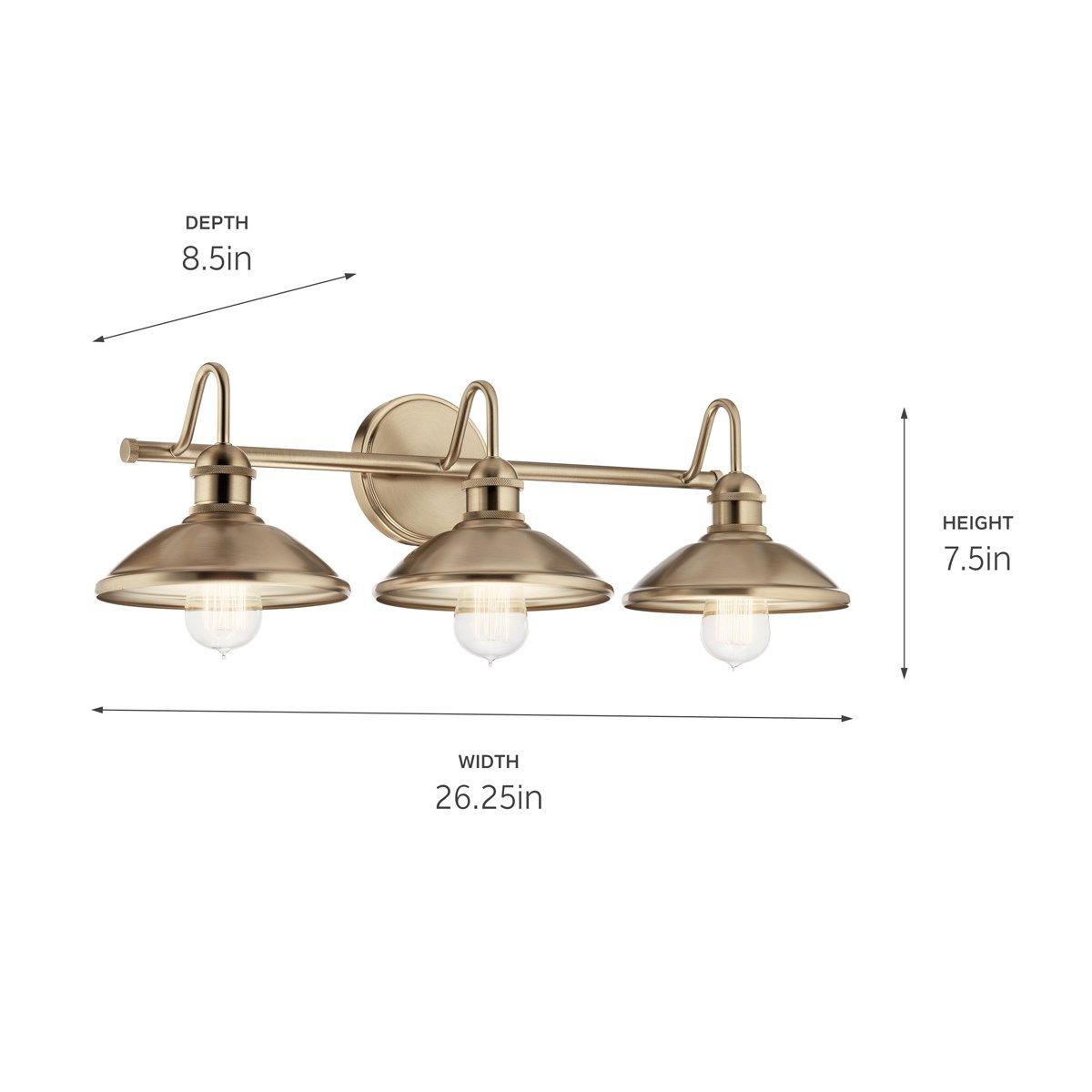 Clyde 26 in. 3 Lights Vanity Light Champagne Bronze finish - Bees Lighting