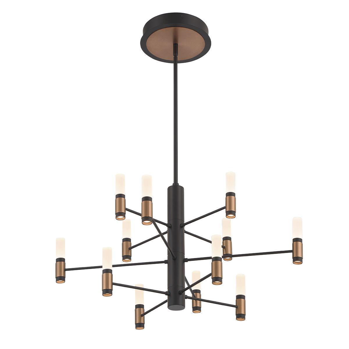 Albany 12 Lights 31 in. LED Chandelier Black & Brass Finish - Bees Lighting