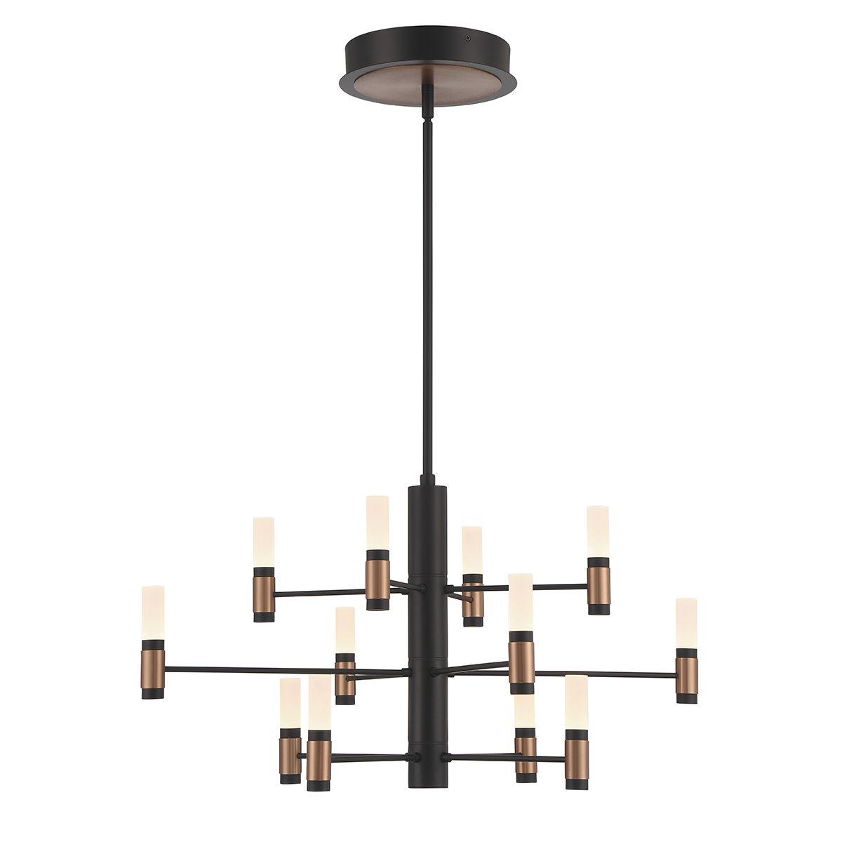 Albany 12 Lights 31 in. LED Chandelier Black & Brass Finish