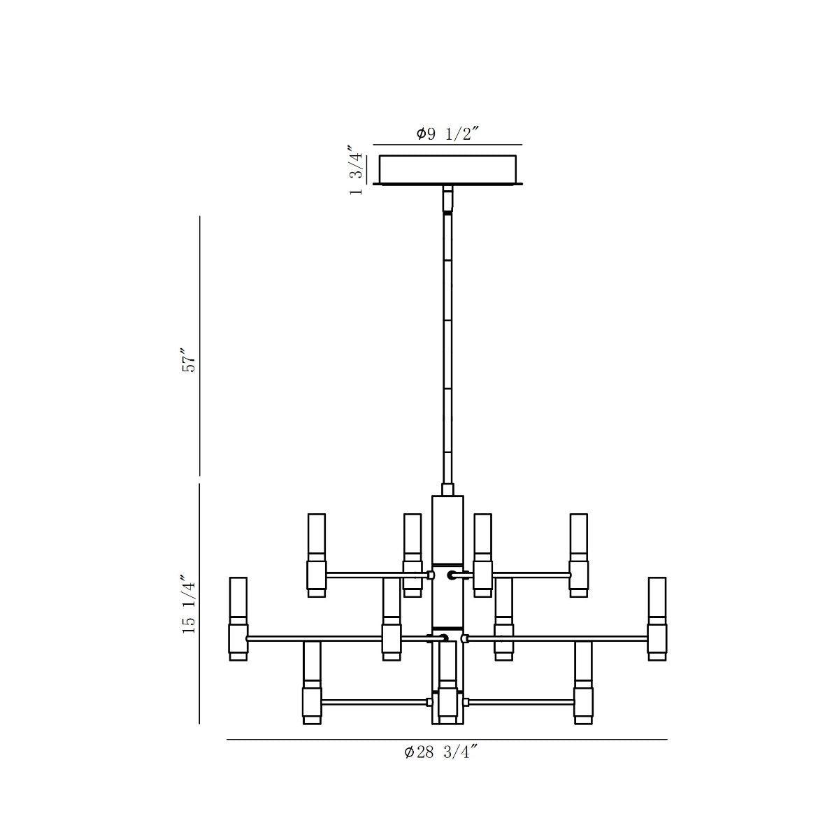 Albany 12 Lights 31 in. LED Chandelier Black & Brass Finish