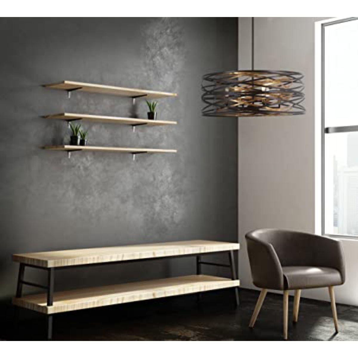 Vortic Flow 26 in. 6 Lights Pendant Light Dark Bronze & Gold Finish - Bees Lighting