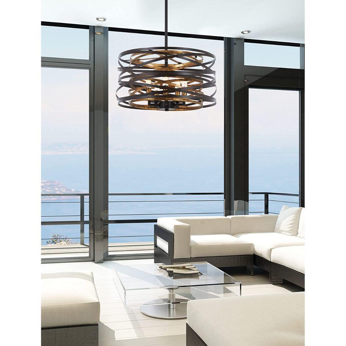 Vortic Flow 16 in. 5 Lights Pendant Light Dark Bronz & Gold Finish - Bees Lighting