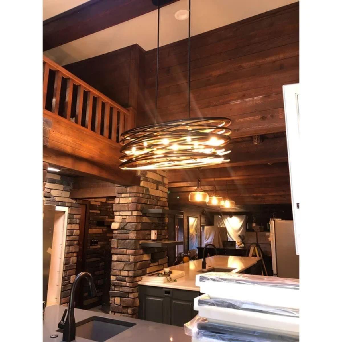 Vortic Flow 40 in. 8 Lights Pendant Light Dark Bronze & Gold Finish - Bees Lighting
