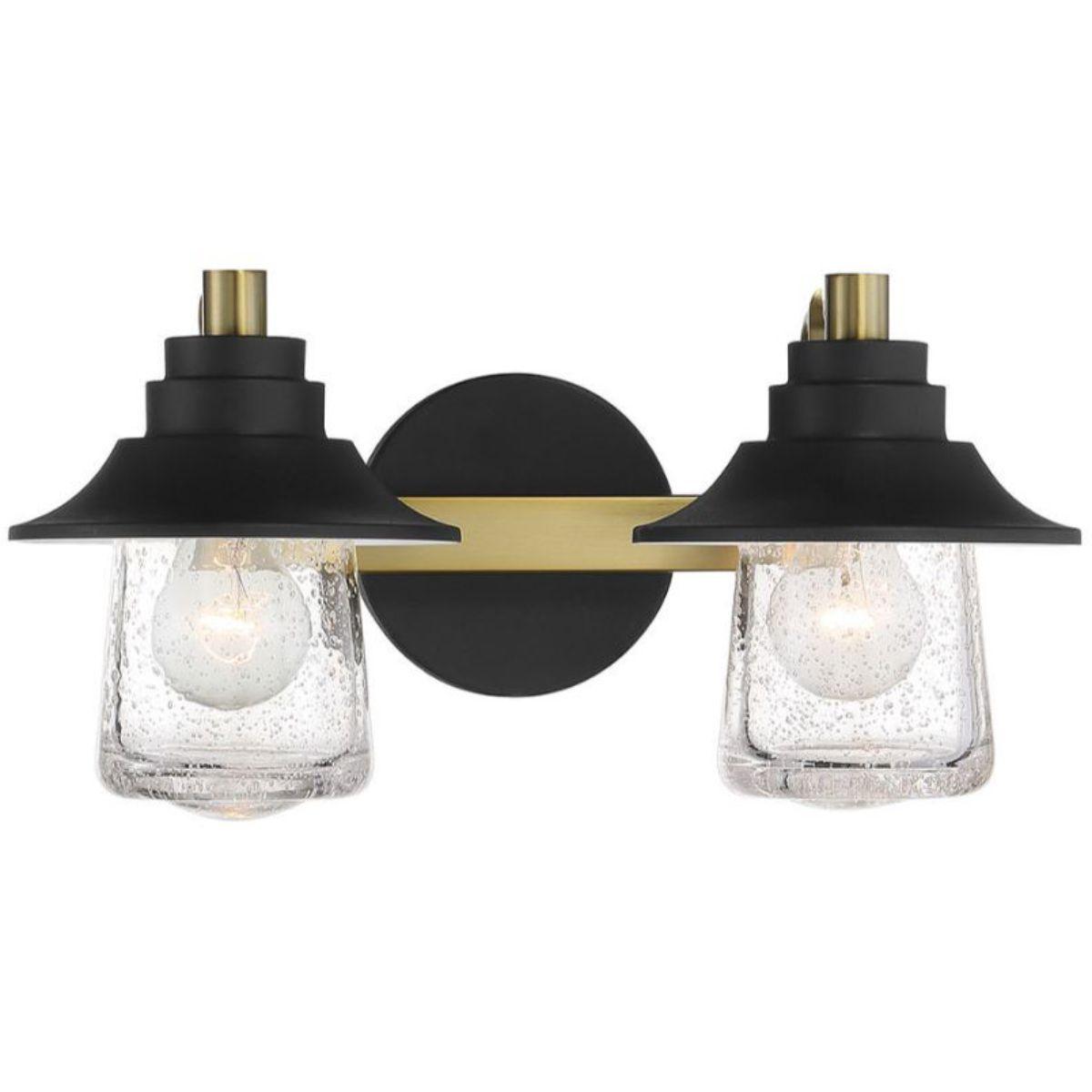 Westfield Manor 16 in. 2 Lights Vanity Light Black & Brass finish - Bees Lighting
