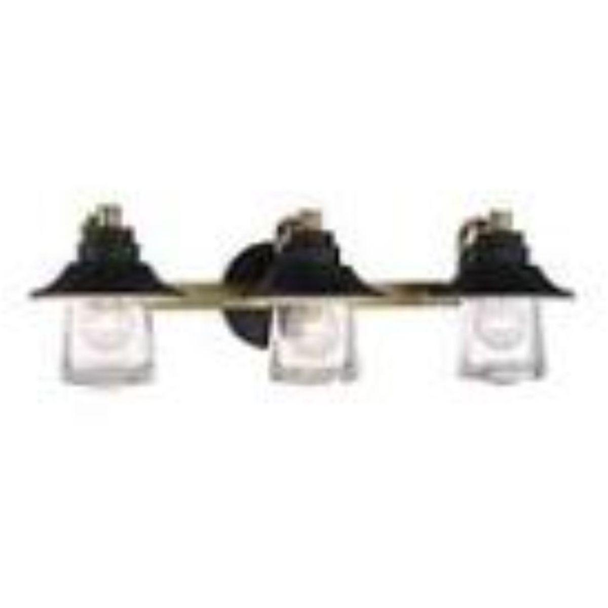 Westfield Manor 25 in. 3 Lights Vanity Light Black & Brass finish - Bees Lighting