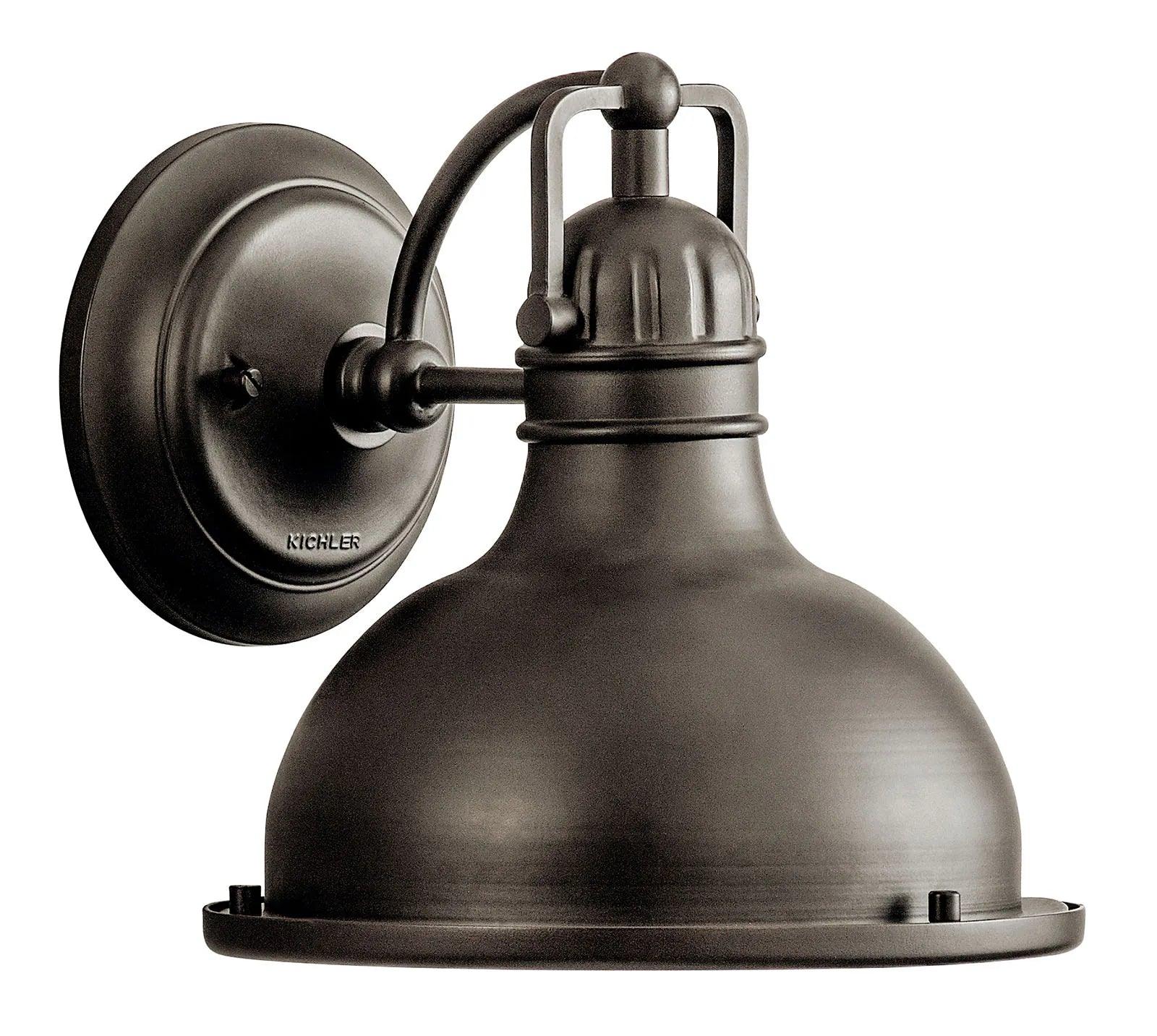 Hatteras Bay 10" Outdoor Wall Light, 1-Light, Clear Fresnel Glass, Metal Dome Shade - Bees Lighting