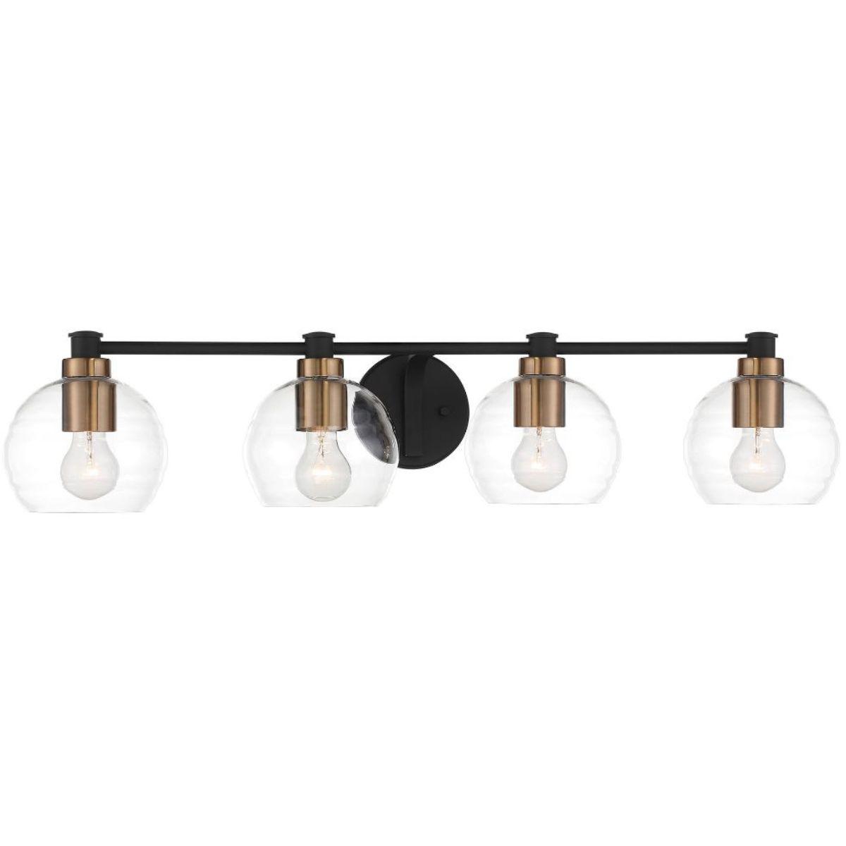 Keyport 35 in. 4 Lights Vanity Light Black & Brushed Brass finish - Bees Lighting