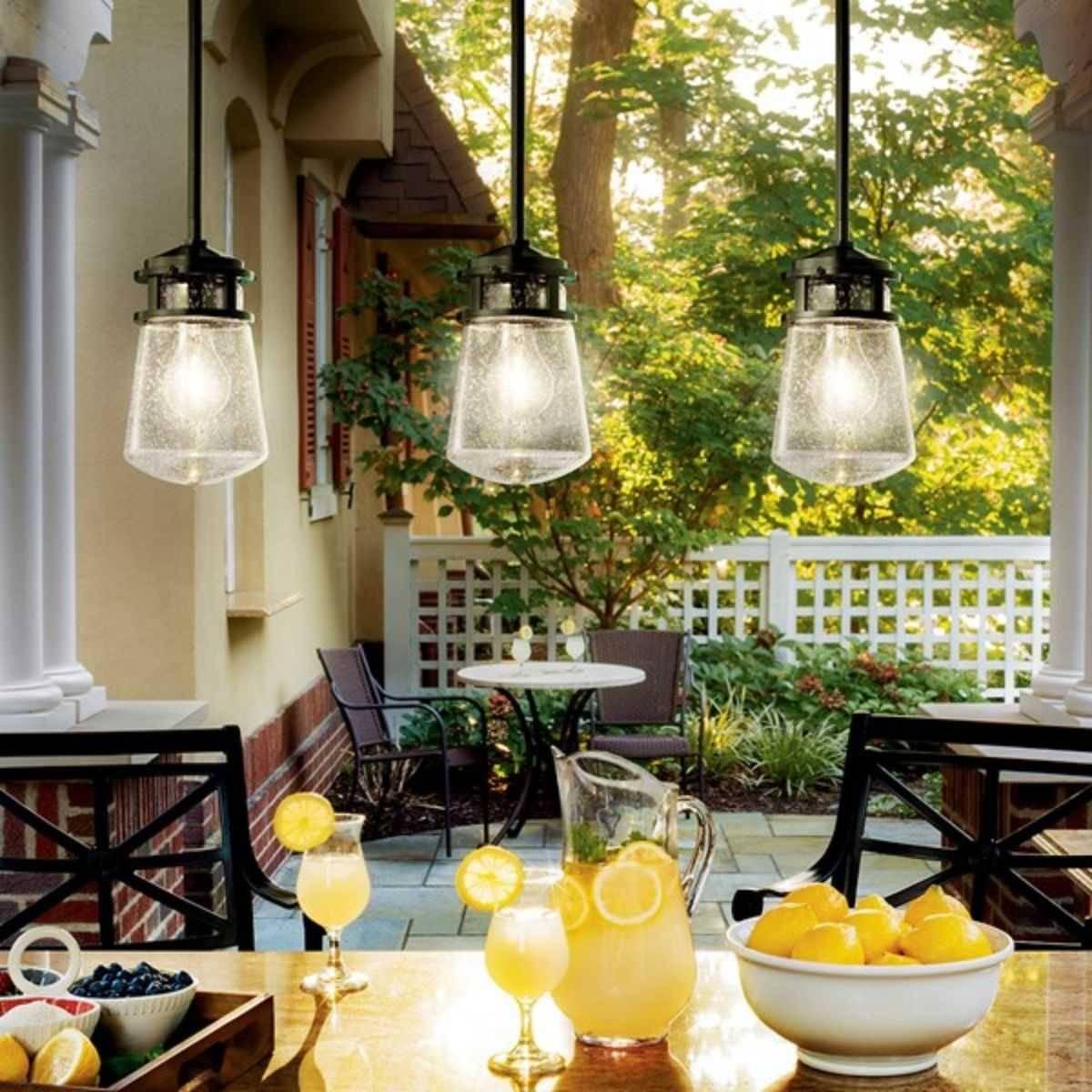 Lyndon 11.75 in. Outdoor Pendant Light Bronze Finish - Bees Lighting