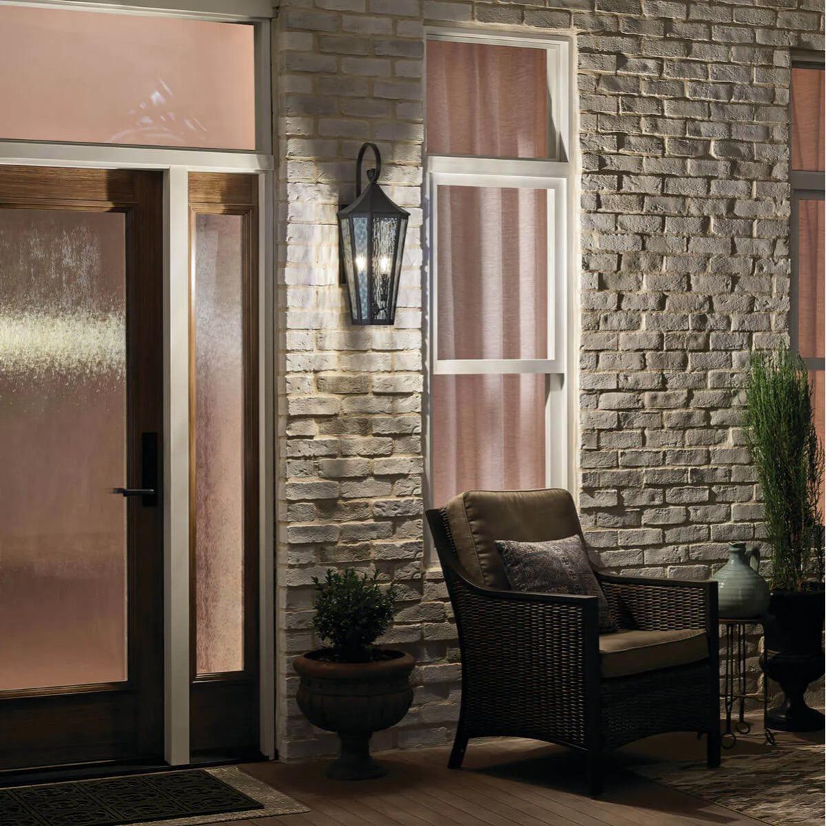 Rochdale 25" 2-Light Outdoor Wall Light With Clear Water Glass, Bronze Finish - Bees Lighting