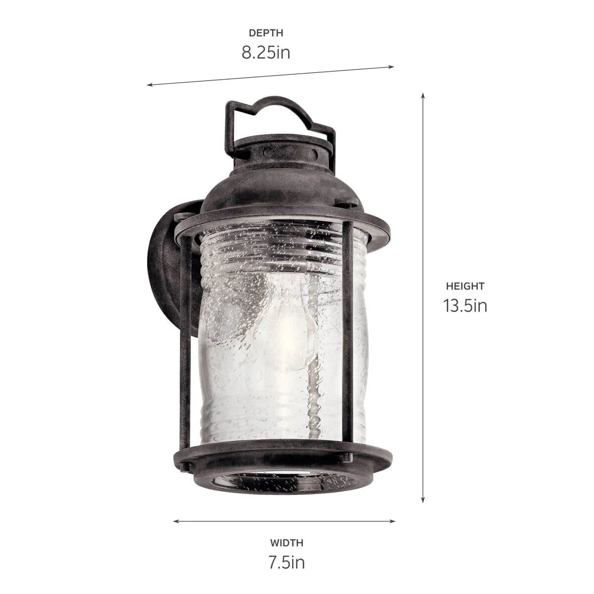 Ashland Bay 13" 1-Light Outdoor Wall Light With Clear Seeded Glass, Bronze Finish - Bees Lighting