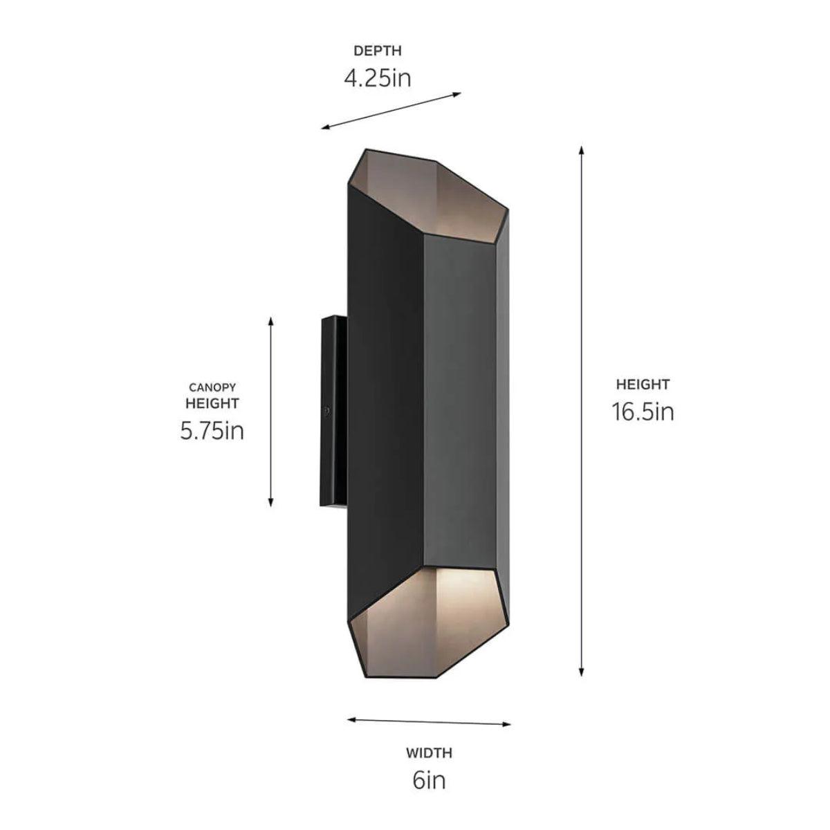 Estella 17" 2-Lights LED Outdoor Wall Light Dark Sky Compliant, Black Finish - Bees Lighting