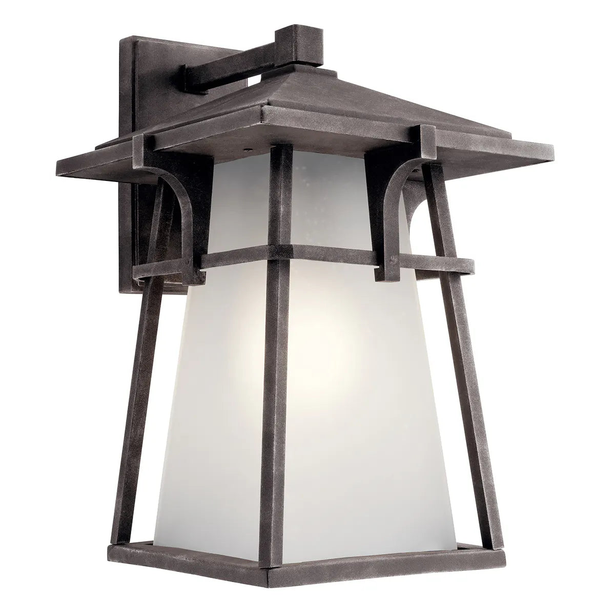 Beckett 18" 1-Light LED Outdoor Wall Light with Satin Etched Seeded Glass, Bronze Finish - Bees Lighting