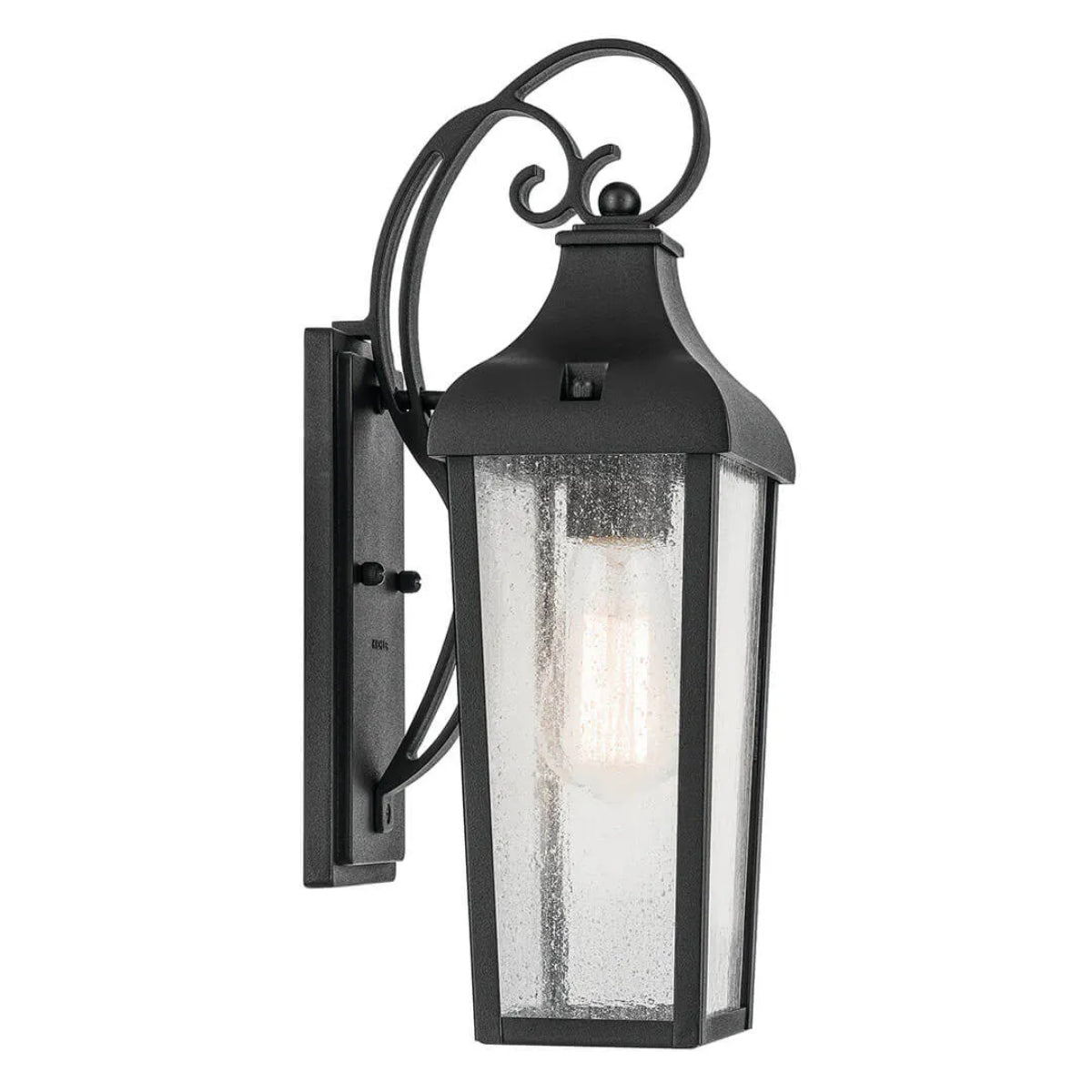 Forestdale 15" 1-Light Outdoor Wall Light With Clear Seeded Glass, Black - Bees Lighting