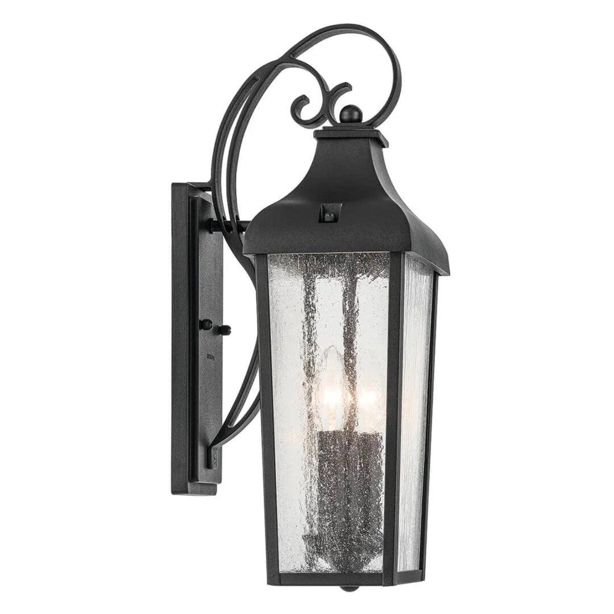 Forestdale 18" 2-Lights Outdoor Wall Light With Clear Seeded Glass, Black - Bees Lighting