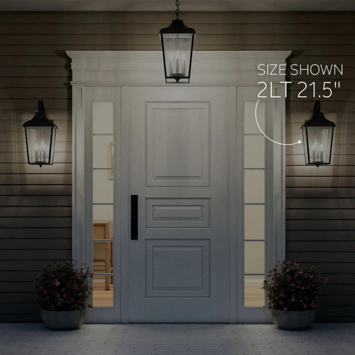 Forestdale 18" 2-Lights Outdoor Wall Light With Clear Seeded Glass, Black - Bees Lighting