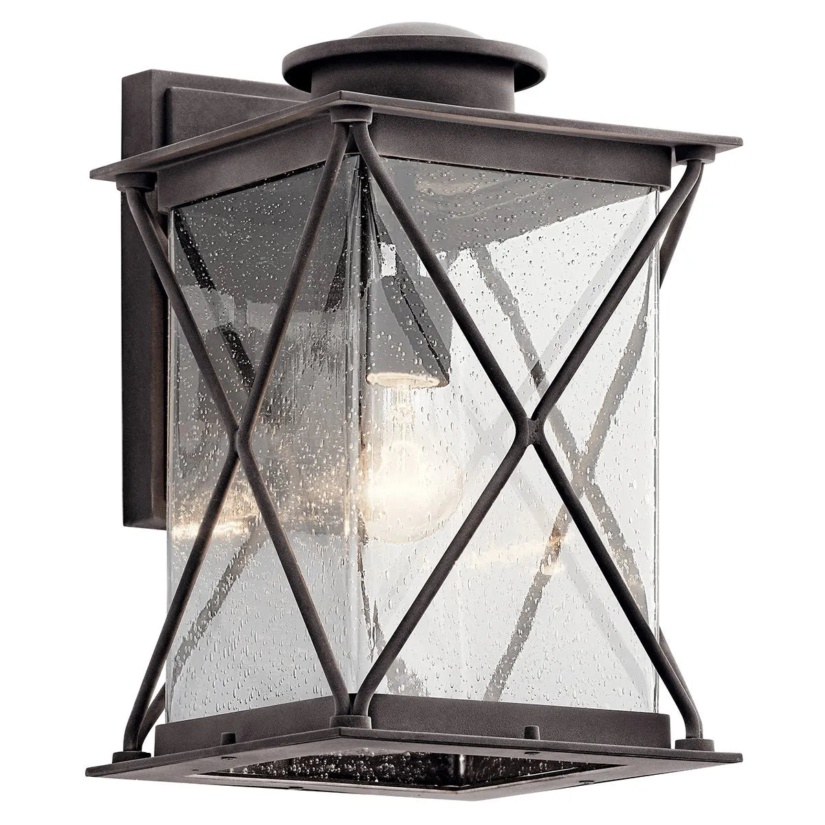 Argyle 15" 1-Light LED Outdoor Wall Light With Clear Seeded Glass, Bronze Finish - Bees Lighting
