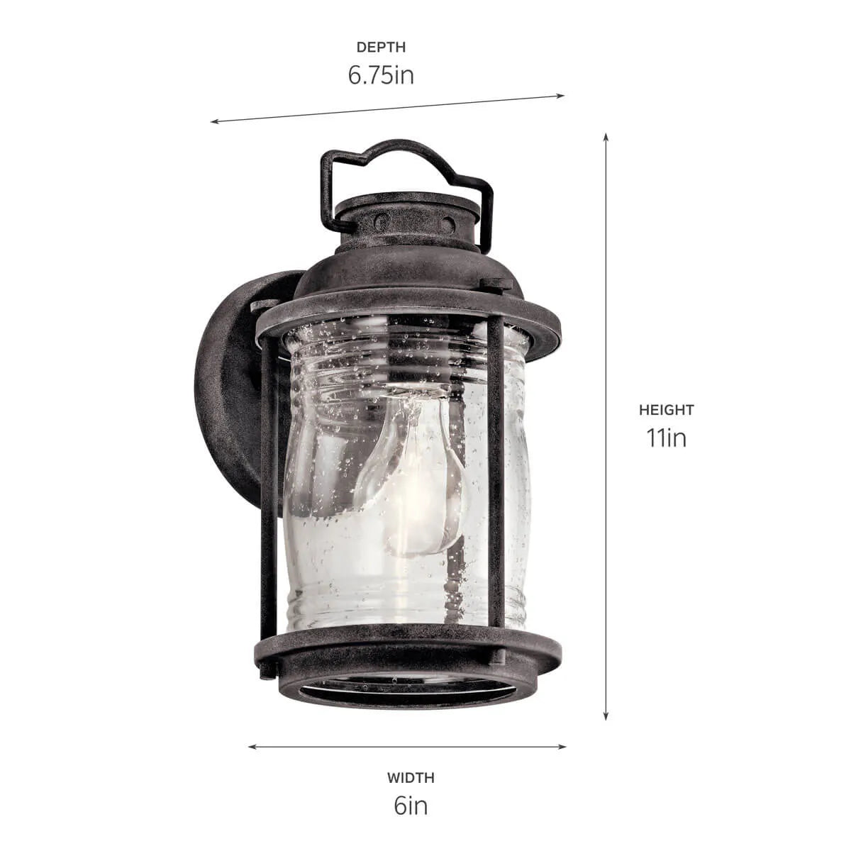 Argyle 15" 1-Light LED Outdoor Wall Light With Clear Seeded Glass, Bronze Finish - Bees Lighting
