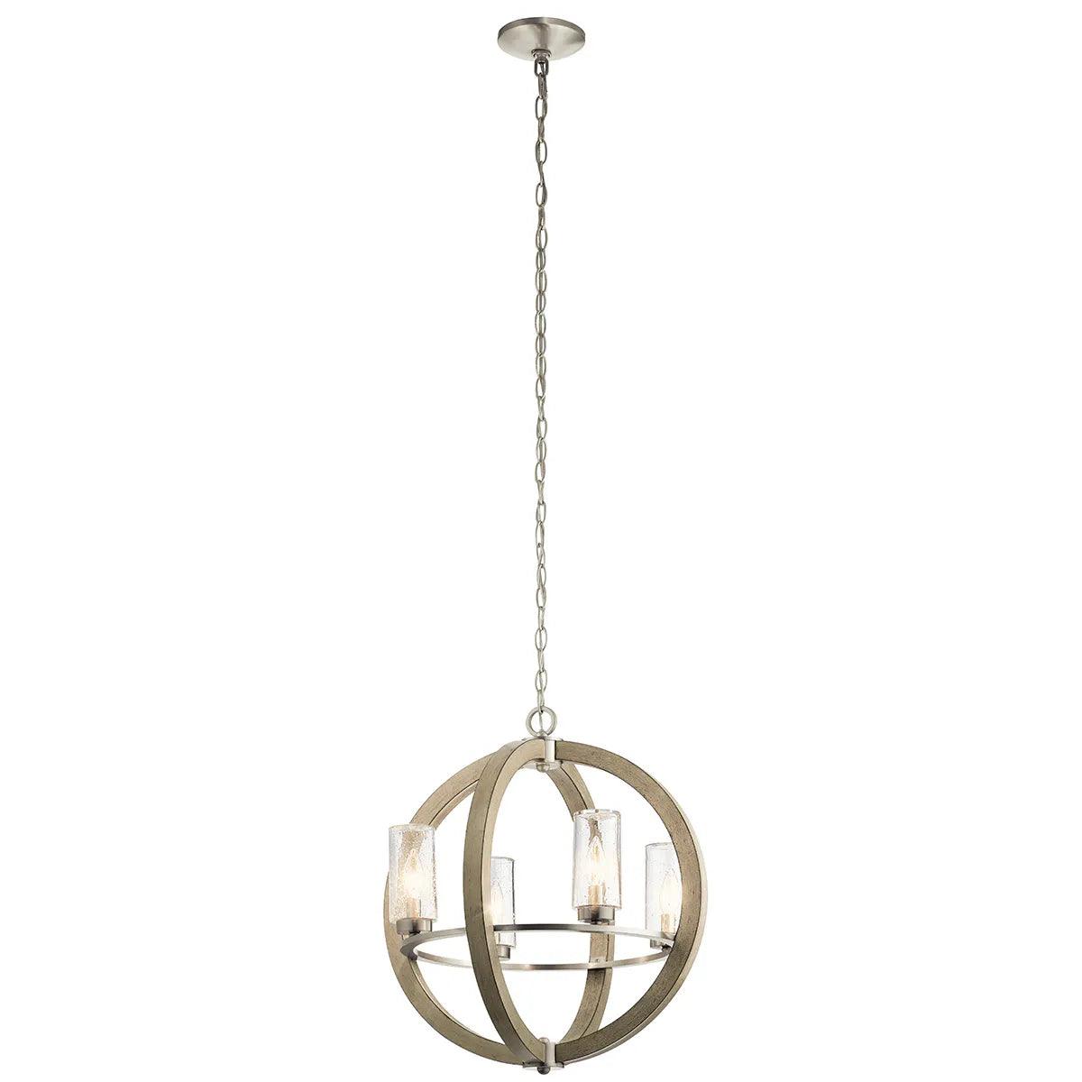 Grand Bank 23" 4-Light Outdoor Chandelier 1-Tier with Clear seeded glass, Distressed antique gray Finish - Bees Lighting