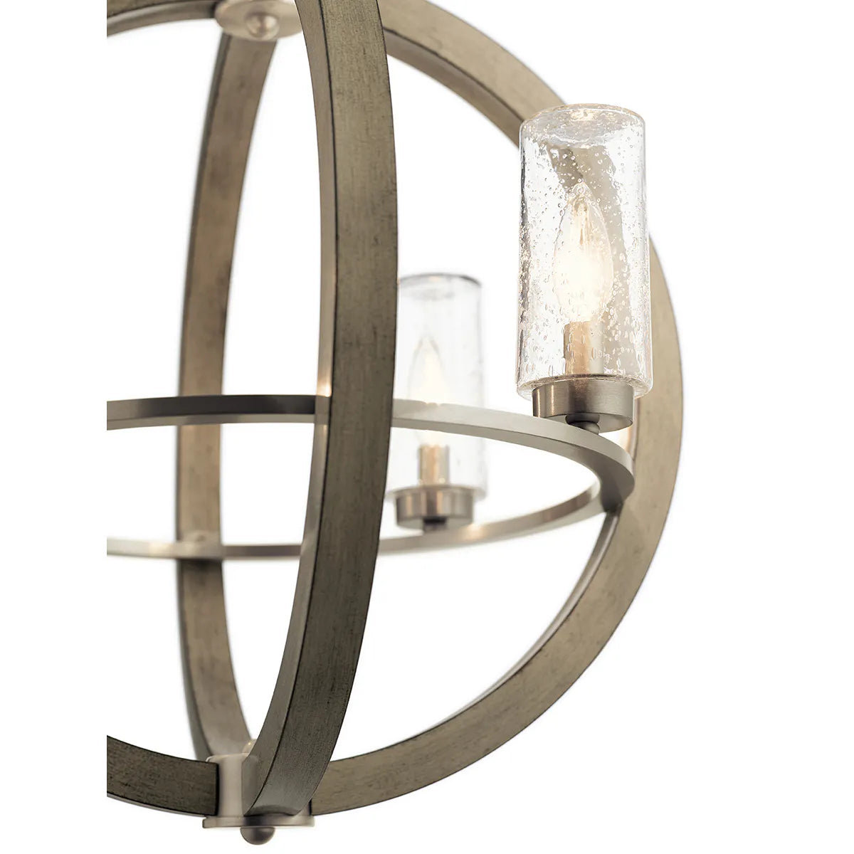 Grand Bank 23" 4-Light Outdoor Chandelier 1-Tier with Clear seeded glass, Distressed antique gray Finish - Bees Lighting