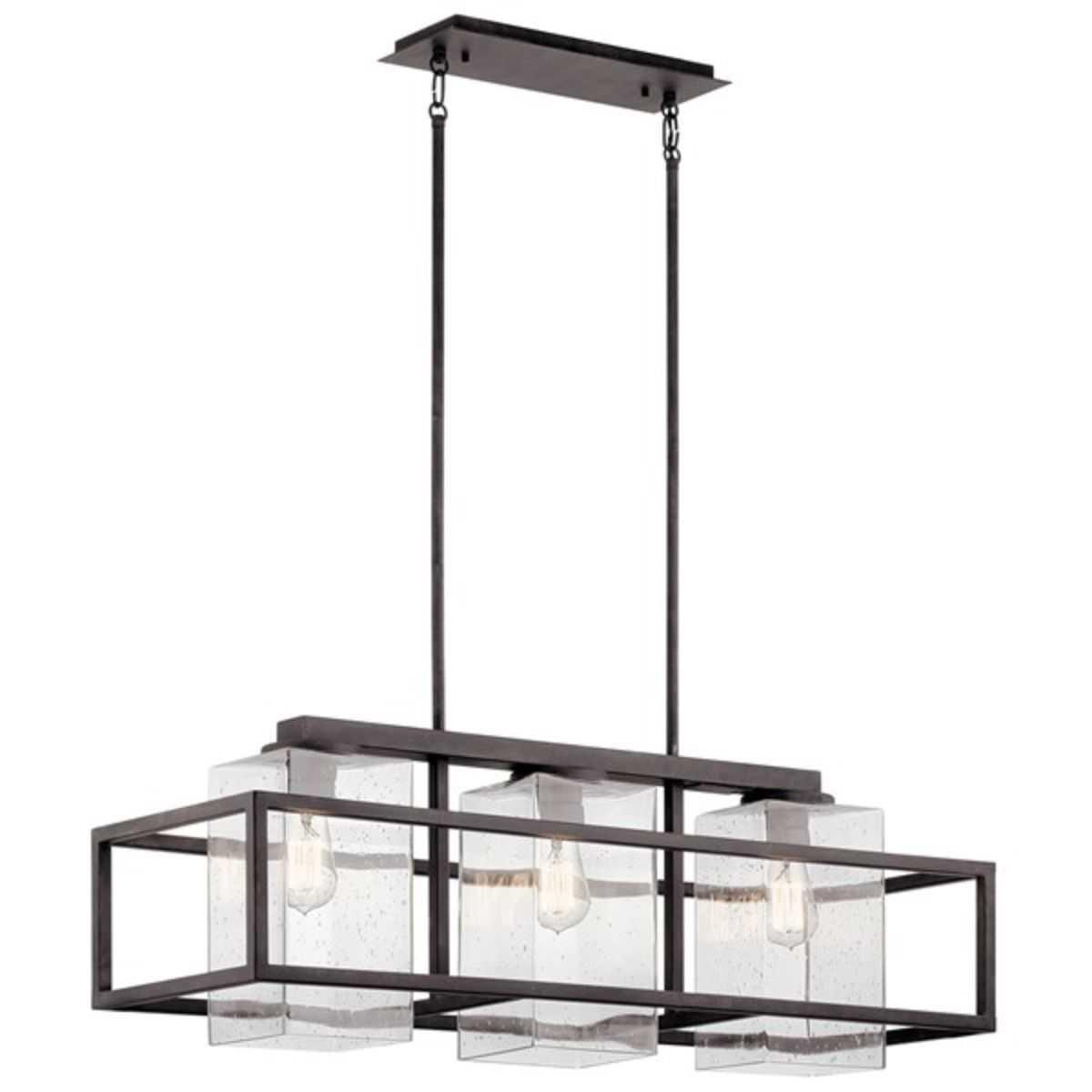Wright 36 in. 3 Lights Outdoor Chandelier Gray Finish - Bees Lighting