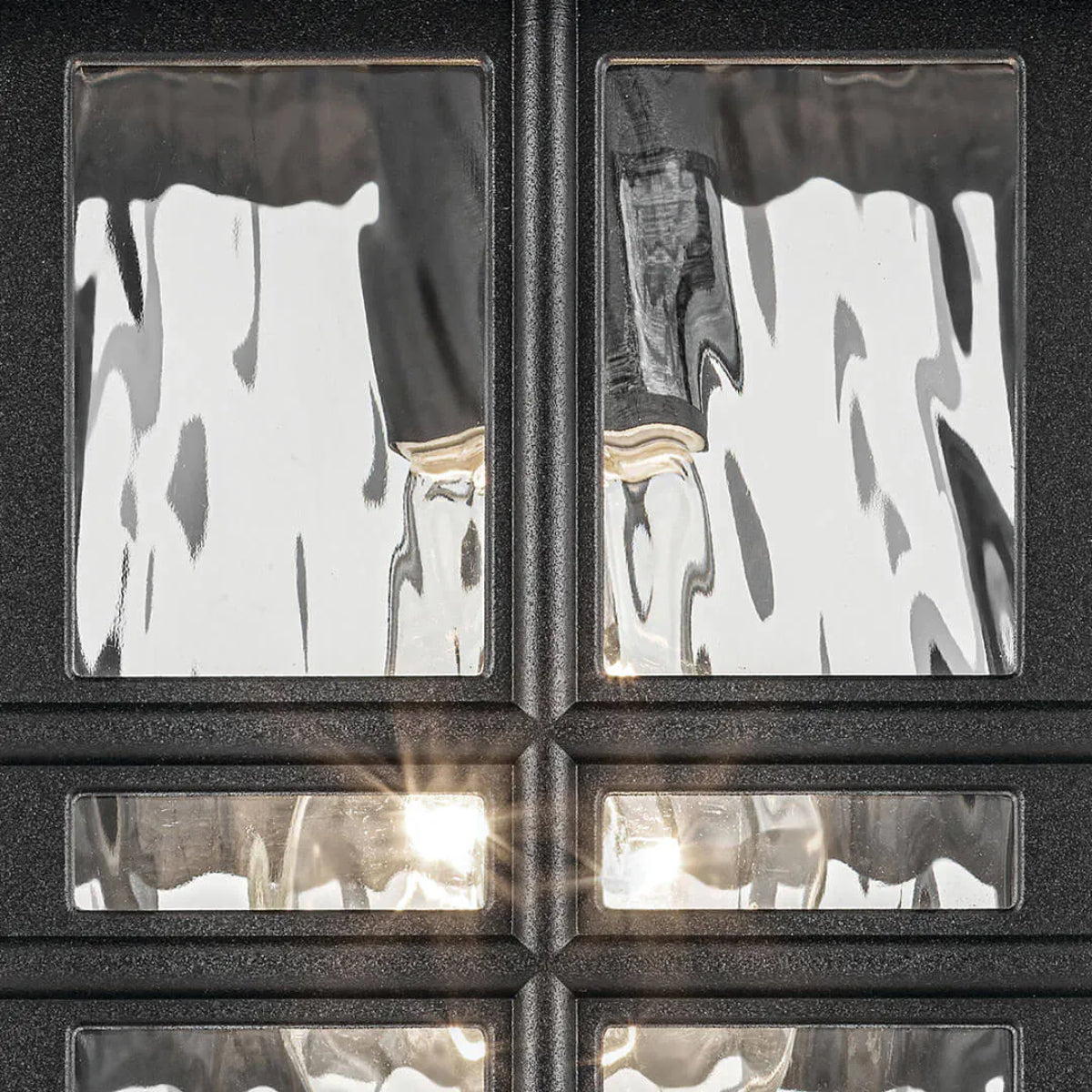 Beacon Square 18" 1-Light Outdoor Wall Light With Clear Hammered Glass, White Finish - Bees Lighting