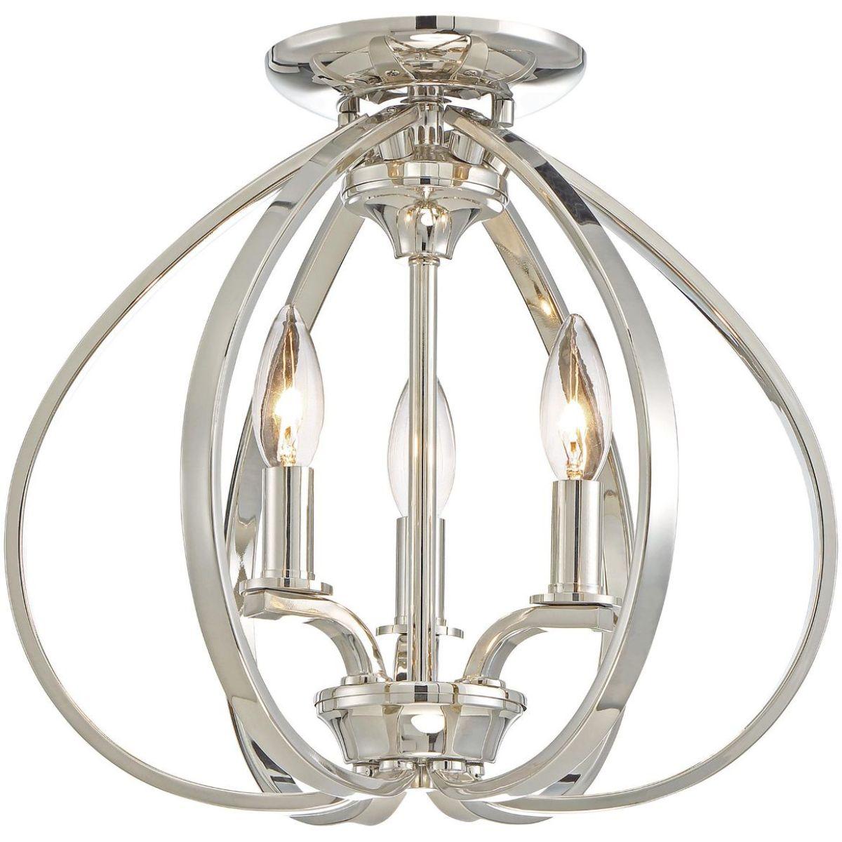 Tilbury 14 in. 3 Lights Semi flush Mount Light Polished Nickel finish - Bees Lighting