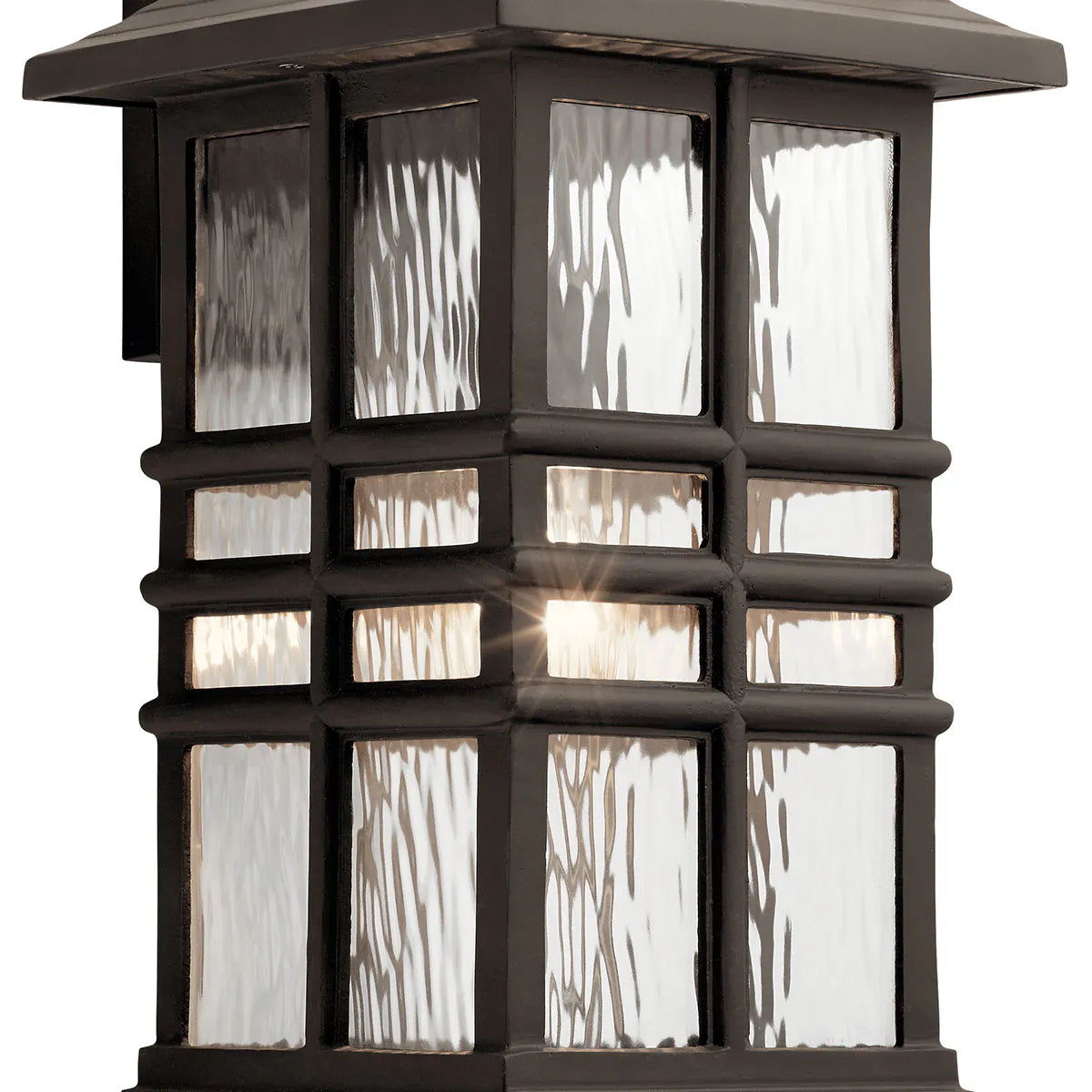 Beacon Square 18" 1-Light Outdoor Wall Light with Clear Hammered Glass, Bronze Finish - Bees Lighting