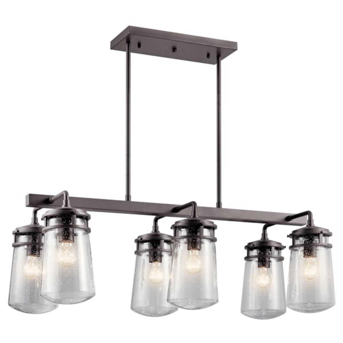 Lyndon 37 in. 6 Lights Outdoor Linear Chandelier Bronze Finish - Bees Lighting