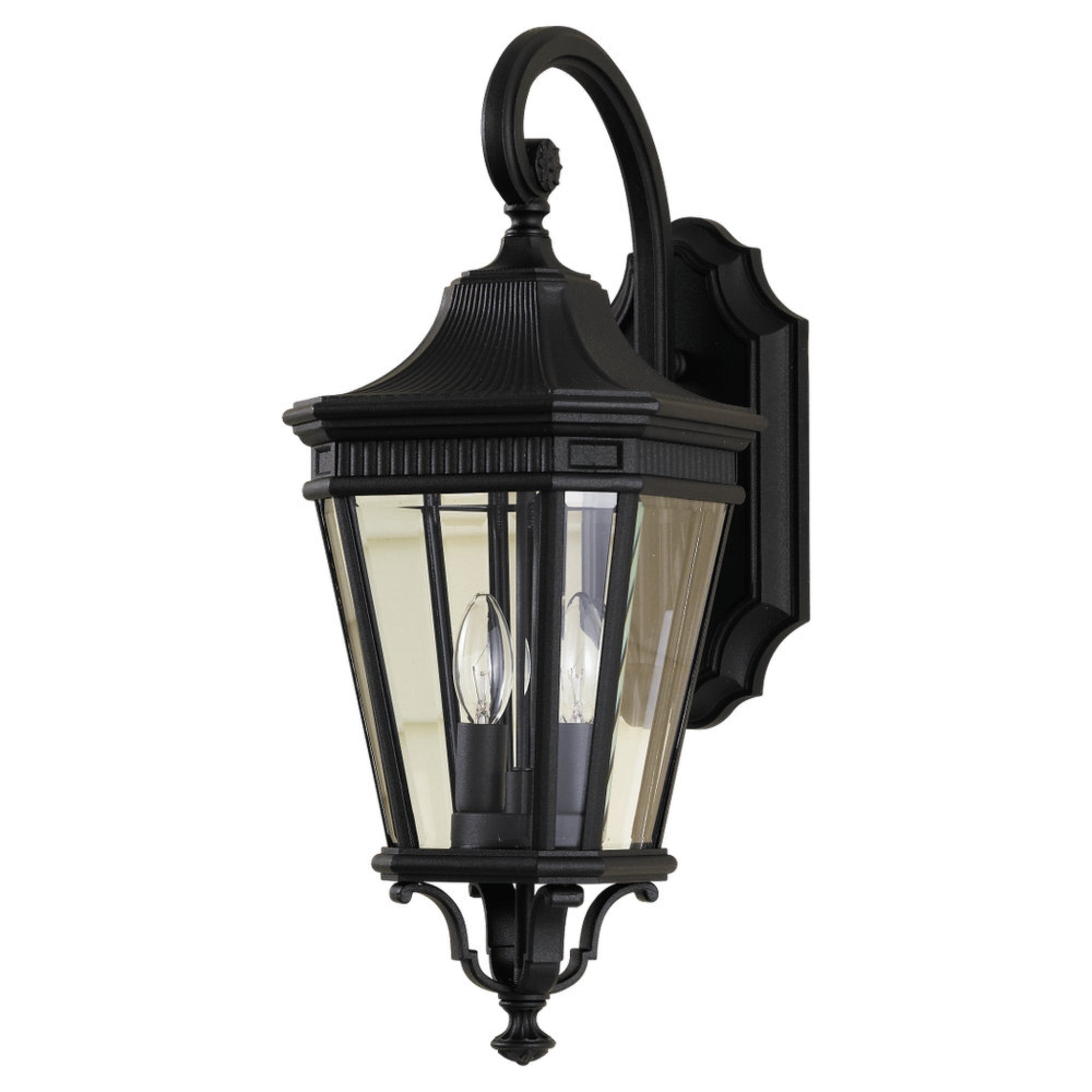 Cotswold Lane 21" 2-Light Small Lantern, Black Finish with Clear Glass - Bees Lighting